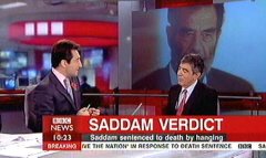Saddam Hussein Sentenced 2006 - BBC News Channel Tim WIllcox and Jonathan Charles (3)