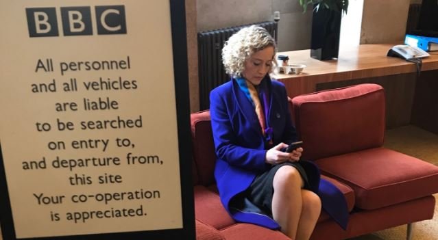 Channel 4’s Cathy Newman stages a sit-in at BBC HQ