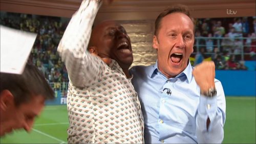 Gary Neville, Ian Wright and Lee Dixon celebrate England's win over Columbia (13)