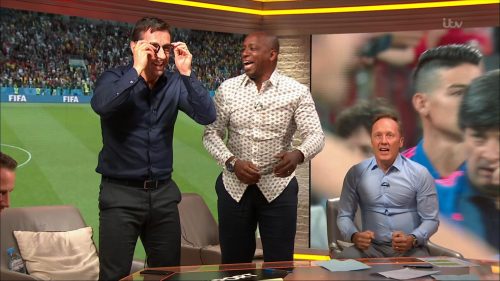 Gary Neville, Ian Wright and Lee Dixon celebrate England's win over Columbia (17)