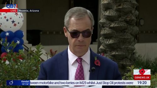 Nigel Farage wearing sunglasses in Phoenix Arizona