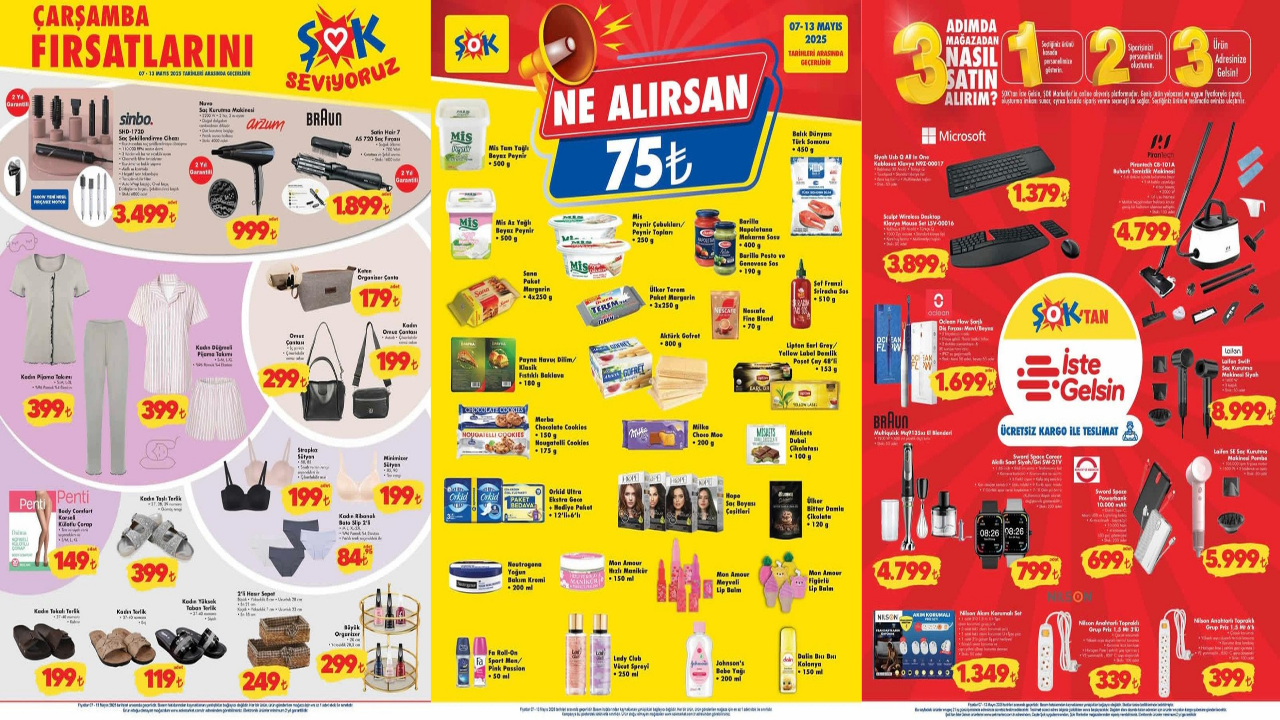 Şok market 7 mayıs çarşamba Aktüel ürün kataloğu! Şok markete yarın hangi ürünler geliyor?